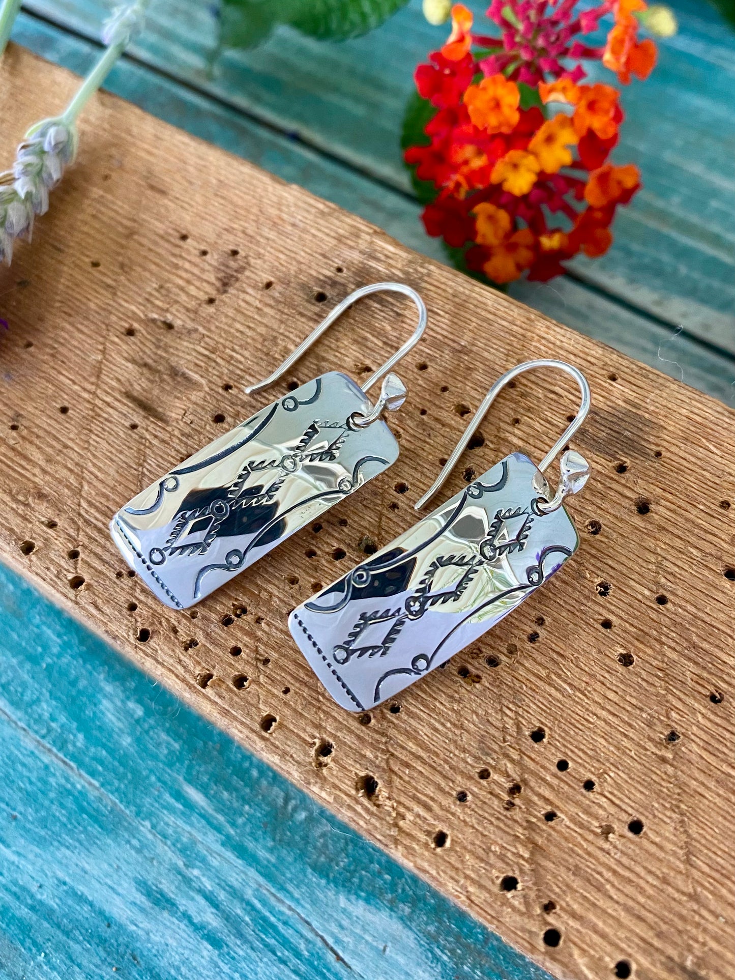 Stamped Dangle Earrings