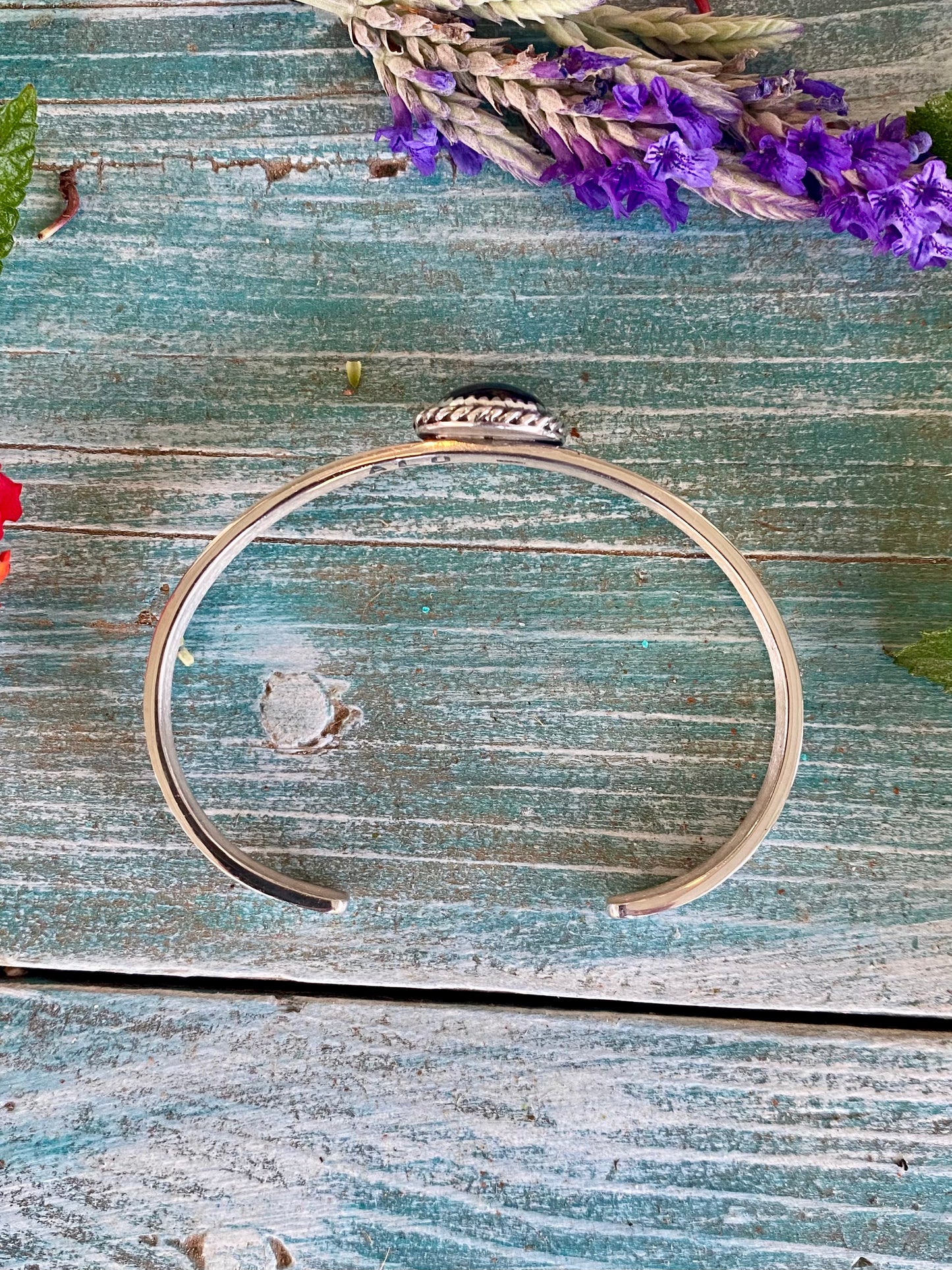 Rainbow Obsidian Silver Wire Cuff