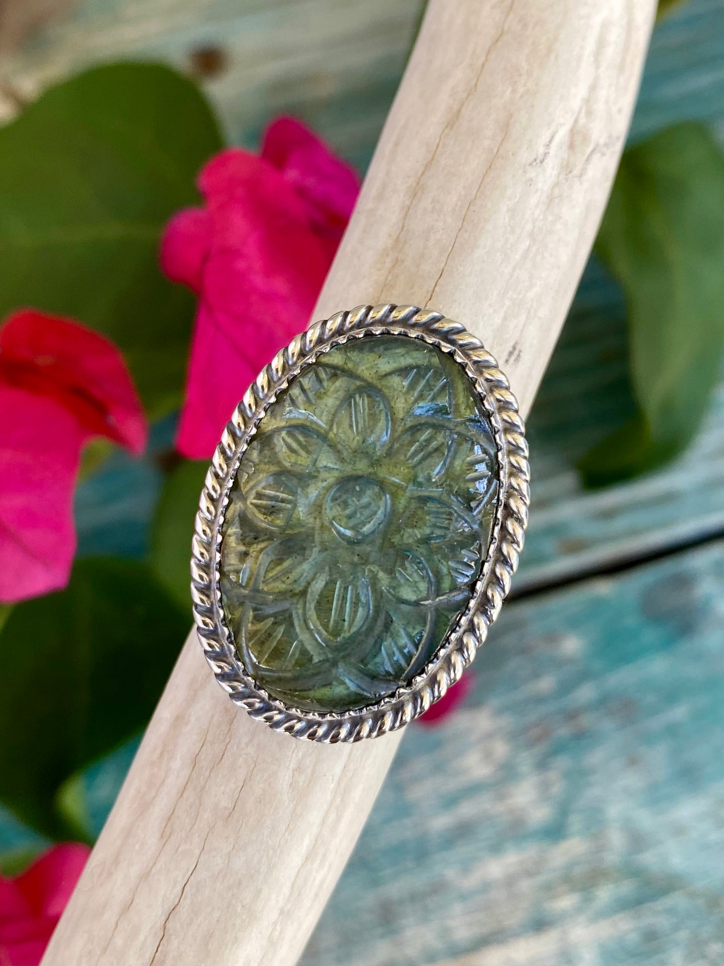 Carved Labradorite Ring