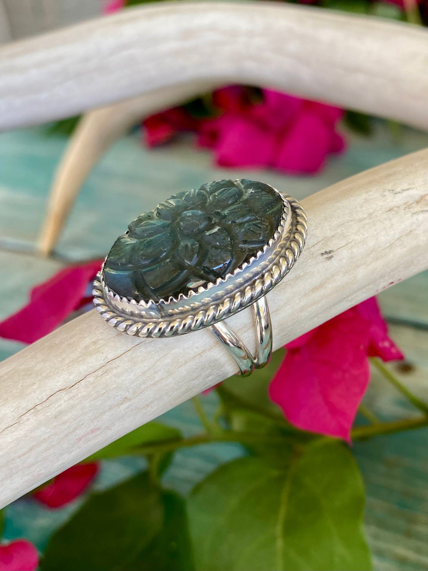 Carved Labradorite Ring