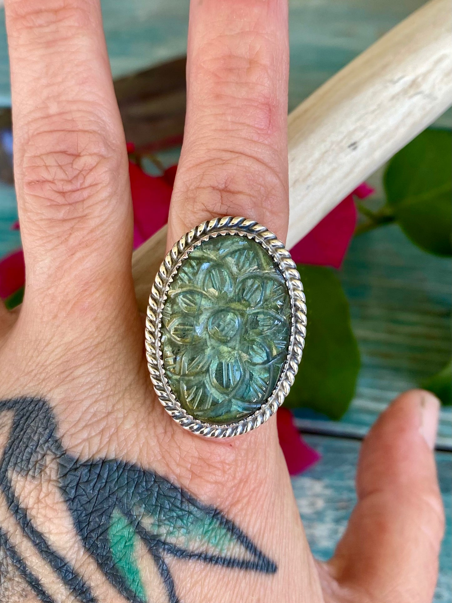 Carved Labradorite Ring