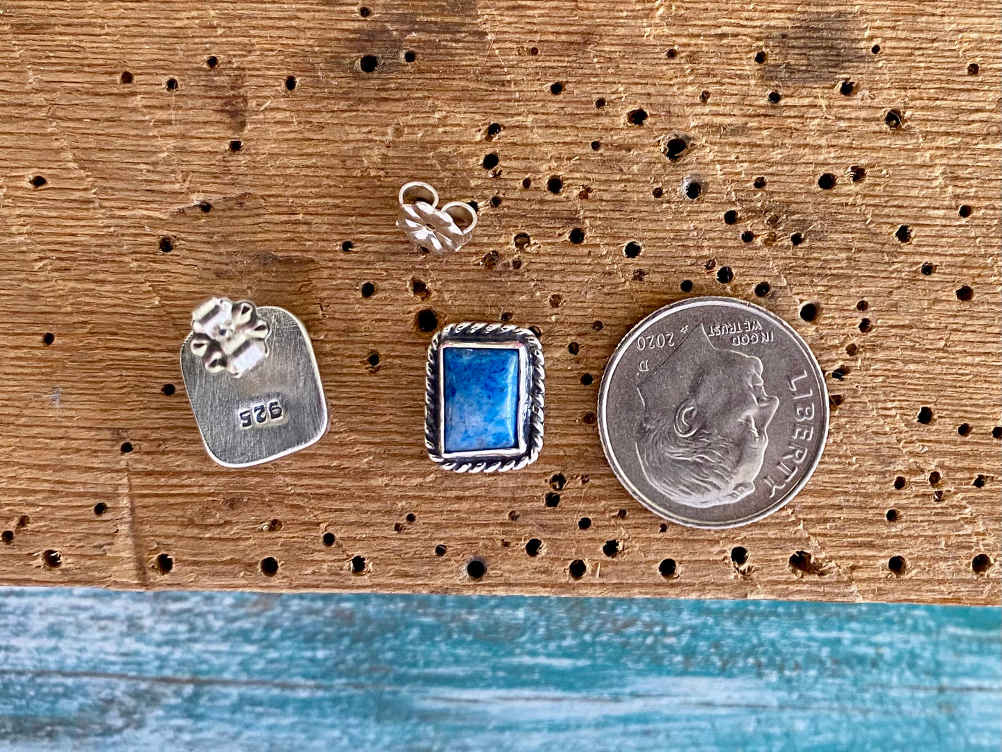 Denim Lapis Stud Earrings