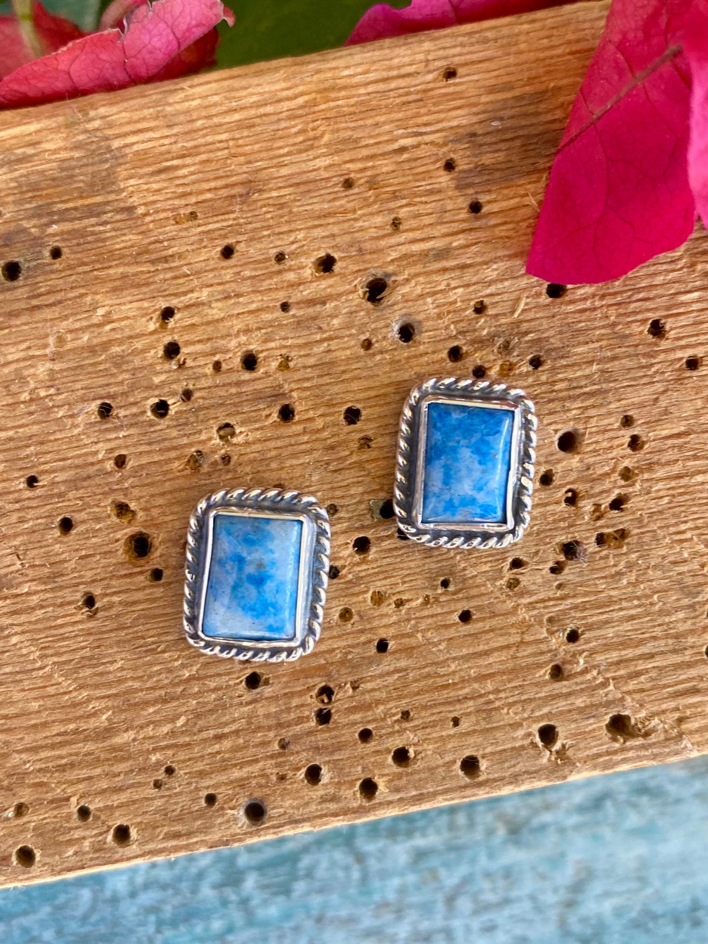 Denim Lapis Stud Earrings