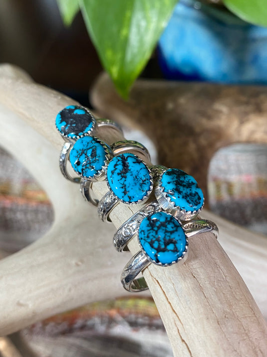 Simple Silver Turquoise Rings