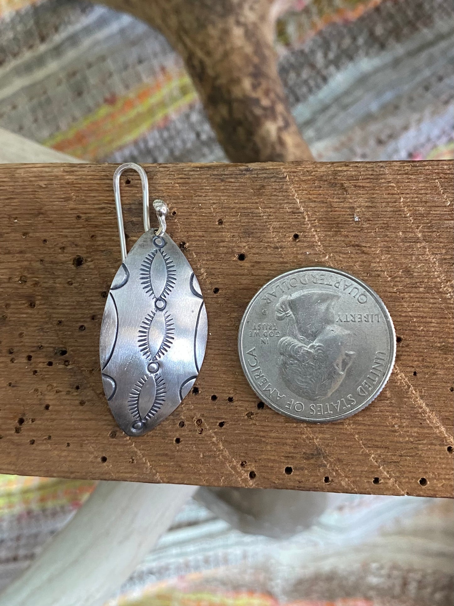 Stamped Silver Dangle Earrings