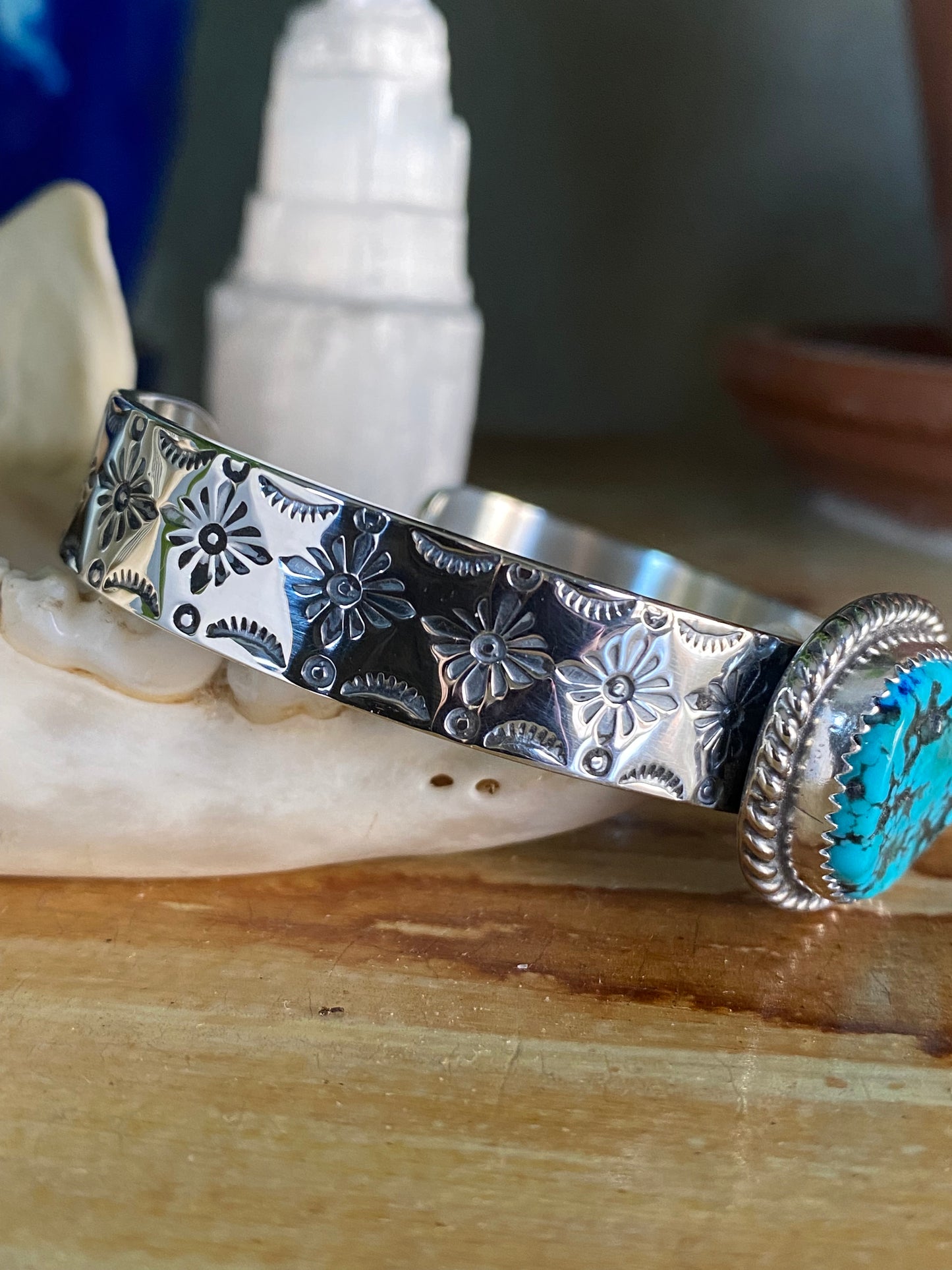 Stamped Turquoise Cuff