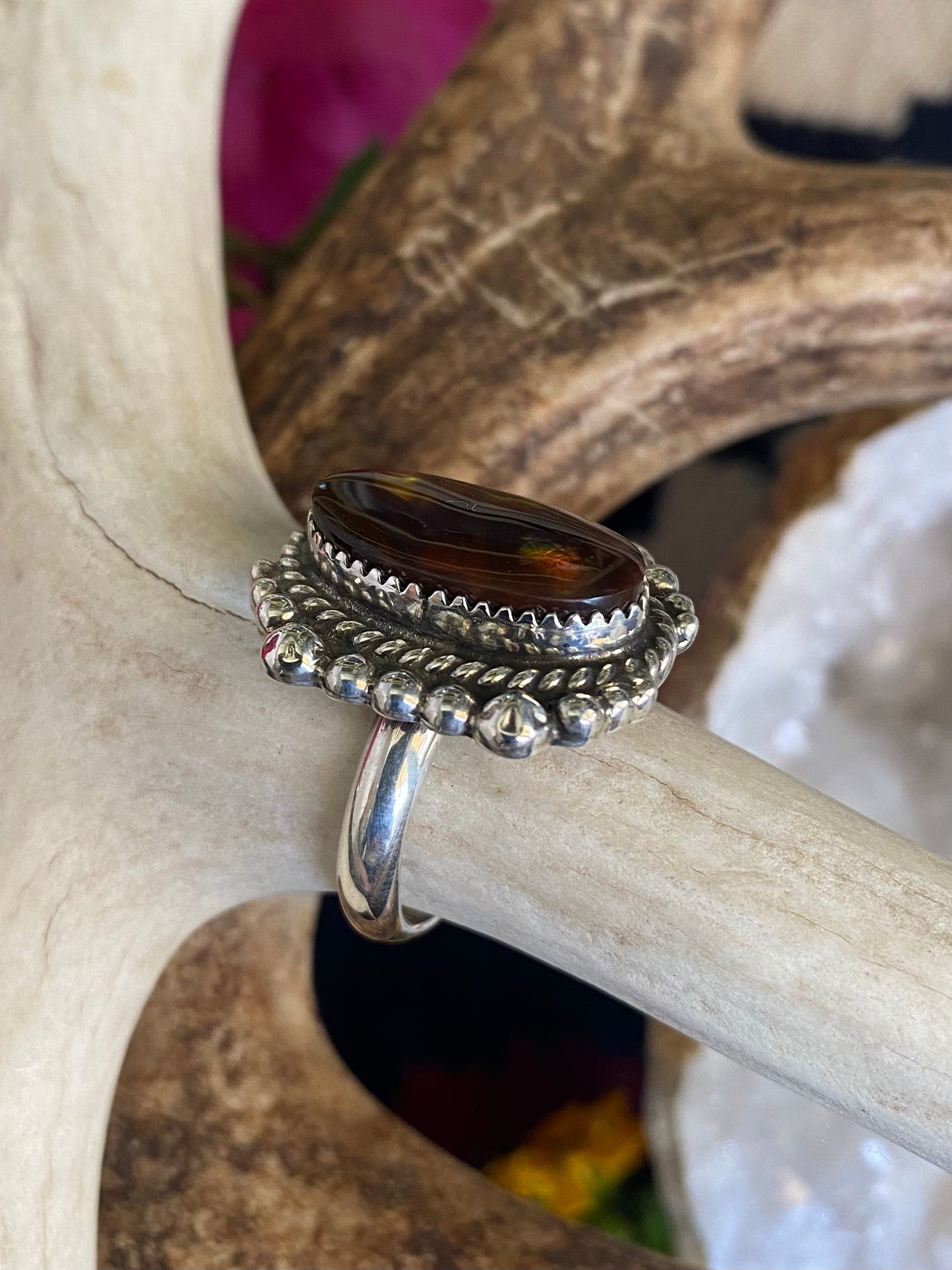 Fire Agate Statement Ring