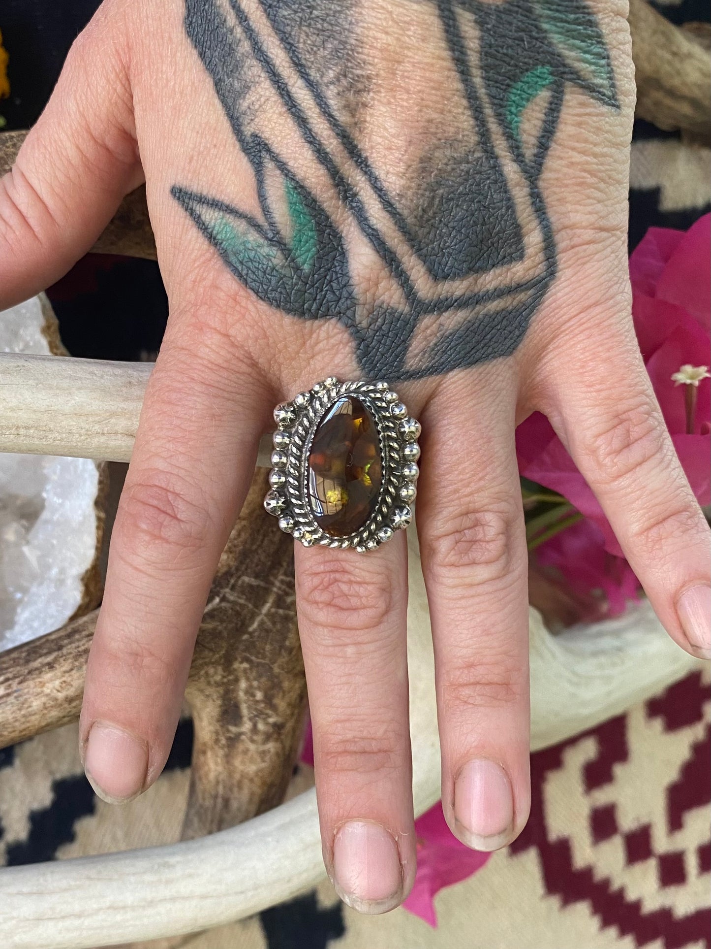 Fire Agate Statement Ring