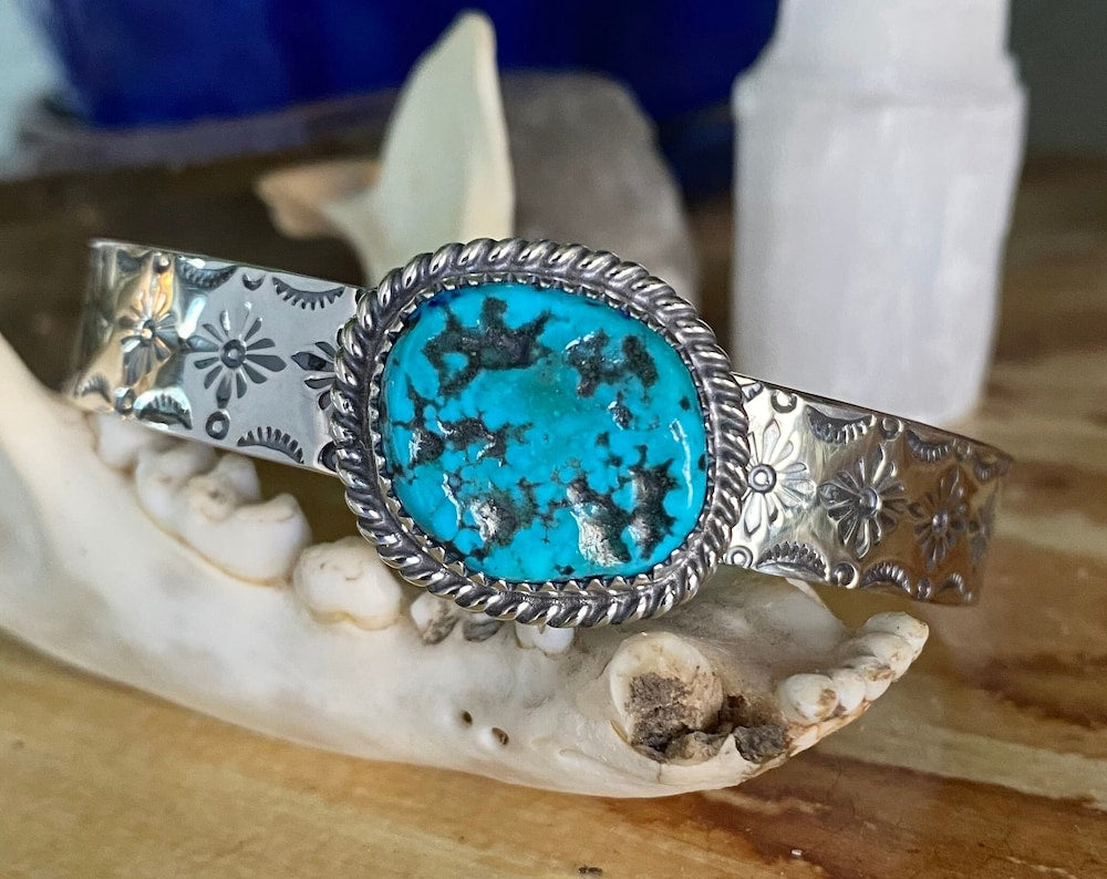 Stamped Turquoise Cuff