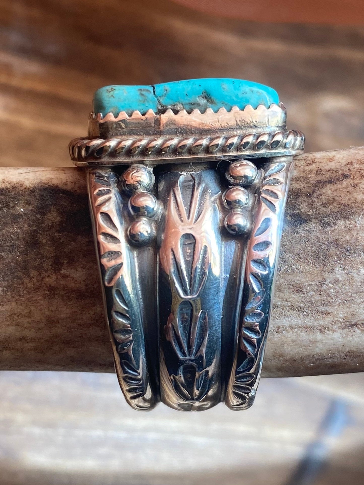 Heavyweight Men’s Silver and Turquoise Ring