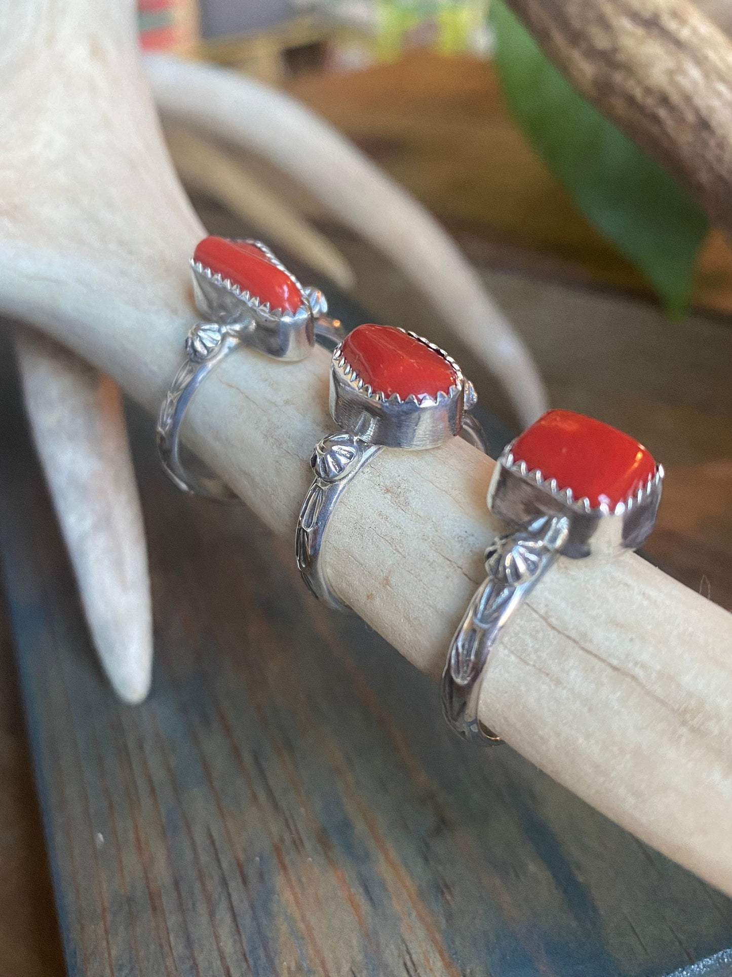 Coral Stamped Ring