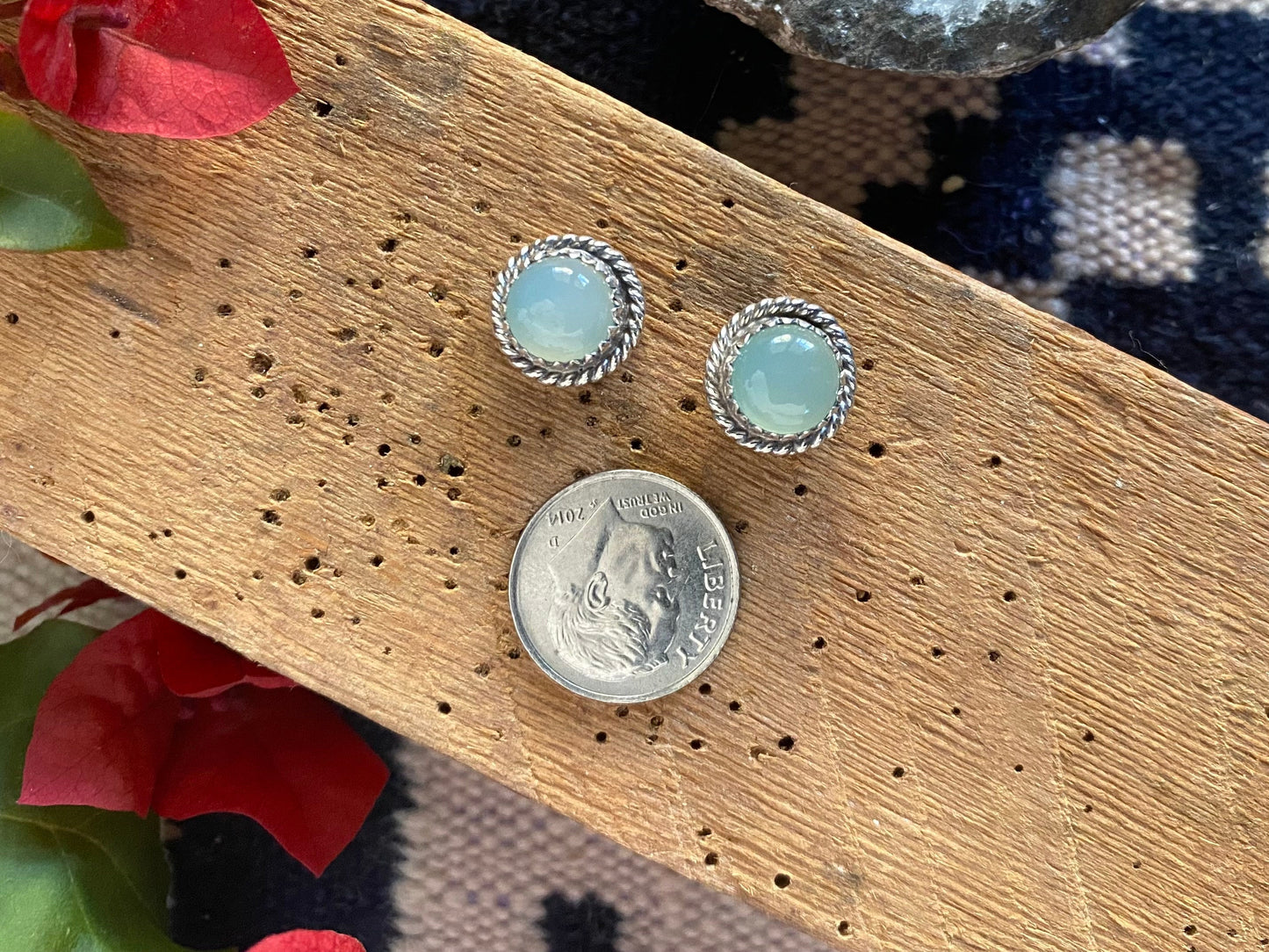 Aqua chalcedony Stud Earrings