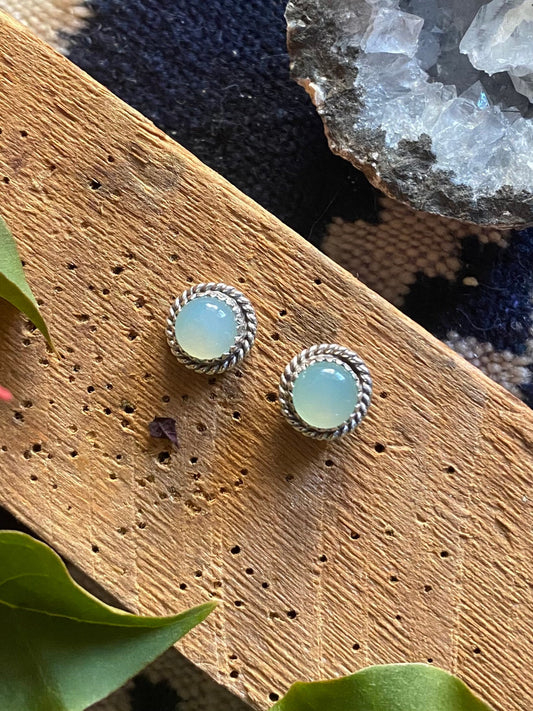 Aqua chalcedony Stud Earrings